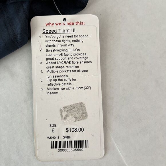 Lululemon Speed Tight 3 Full-On Pocket Luxtreme Mid Rise Grey Black 30” Leggings - Picture 12 of 16